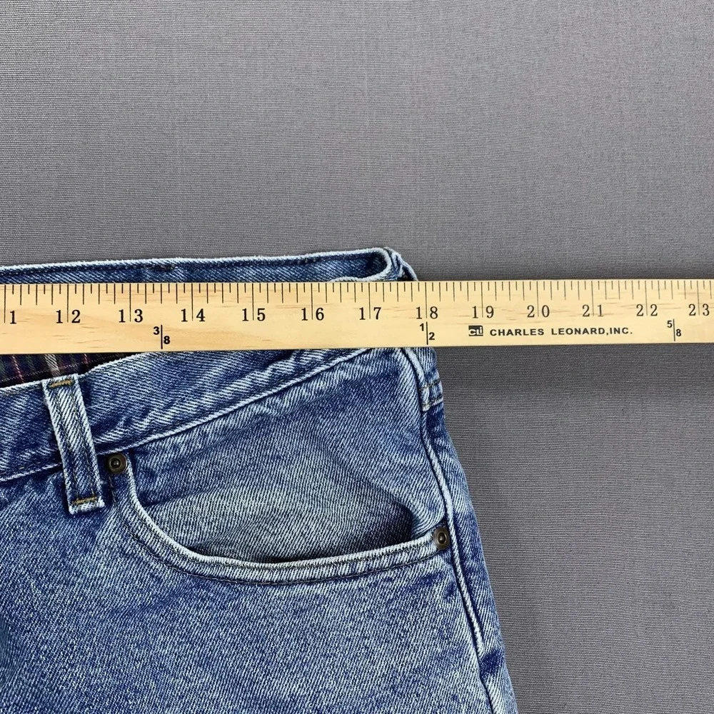 VTG LL Bean Double L Jeans Men 36x31 Plaid Flannel Lined Natural Fit Denim‎ Work